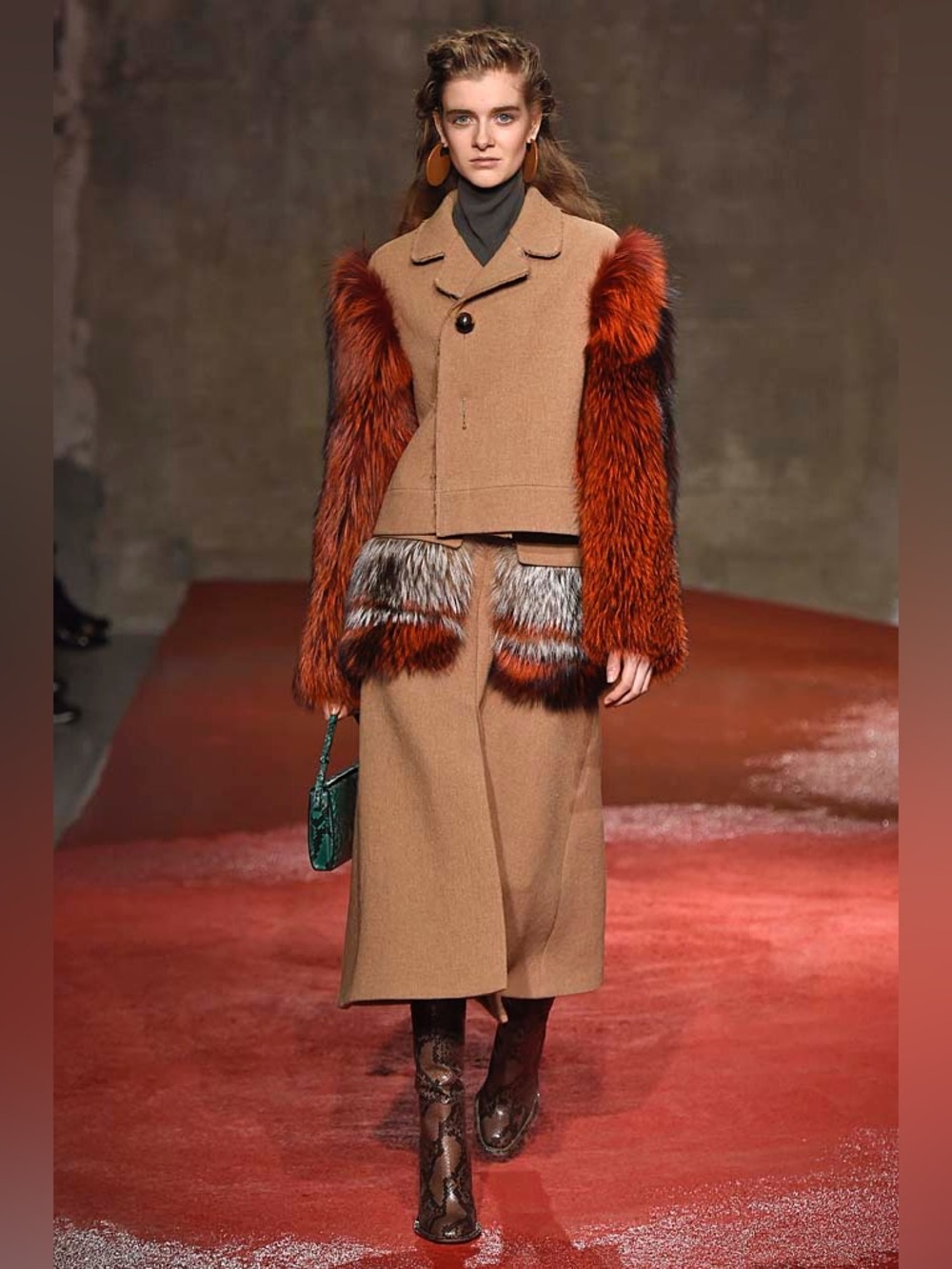 Marni Brown Snakeskin Leather Heeled Loafers